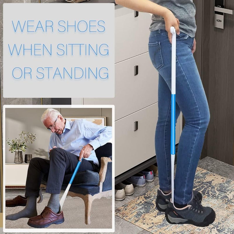 Phantawell 35.5 Inch Long Handled Shoe Horn, Dressing Stick, Sock Remover Aid Helper - Versatile, Adjustable Dressing Aid for Shoes, Socks, Shirts, Pants - Long Shoe Horn, Shoe Horn Long Handle for Seniors - Image 2